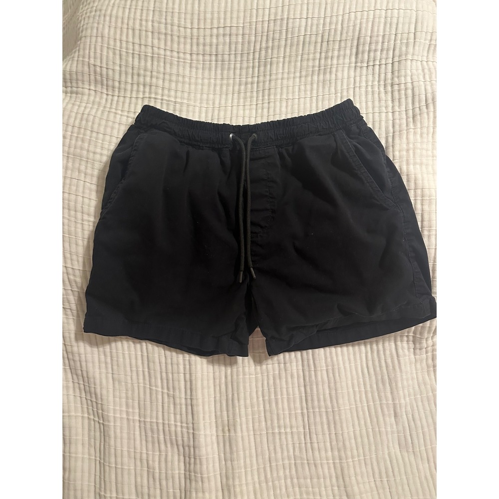 Clock House C&A Mens Black Elastic Waist Drawstring Casual Shorts Size P Small